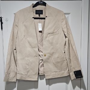 Banana Republic Tan & White Polka Dot Blazer Suit Jacket Womens 12 NEW